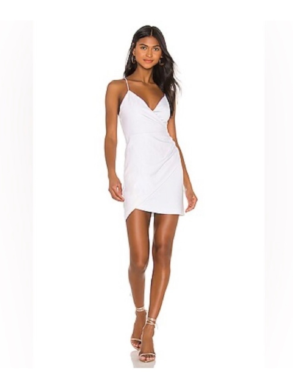 Alice + Olivia White Spaghetti-Strap Wrap Mini Dress